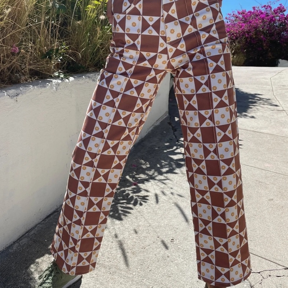Lisa Says Gah! Patchwork Denim Pants Size 29/30 Brown, White, Yellow - Picture 5 of 6